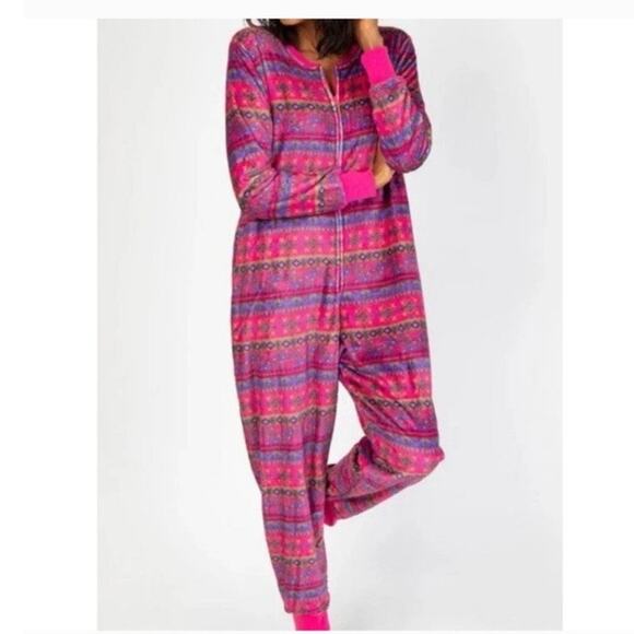 Natural life plush jumpsuit boho pink one piece Pajamas romper PJs loungewear - Picture 1 of 7